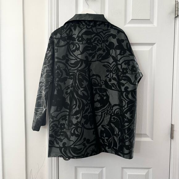 Shamask Bergdorf Goodman Silk Black Velvet Swirl Evening Boxy Blazer Coat 2 - Picture 7 of 12